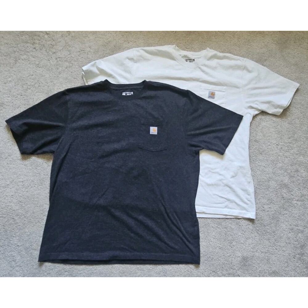 Carhartt Loose Fit Pocket T Shirts Lot Of 2 Black & White Size XL Logo Tee Mens